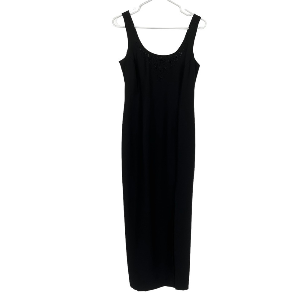 J.R. Nites By Caliendo Black Embellished Sleeveless Maxi Dress Size 8 Petite